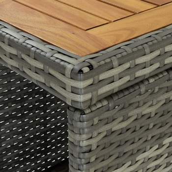  Bartisch mit Regal Grau 120x60x110 cm Poly Rattan