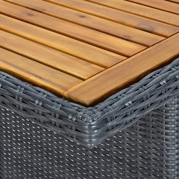  Gartentisch Dunkelgrau Poly-Rattan und Akazie Massivholz