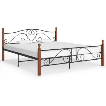 324944  Bed Frame Black Metal 180x200 cm