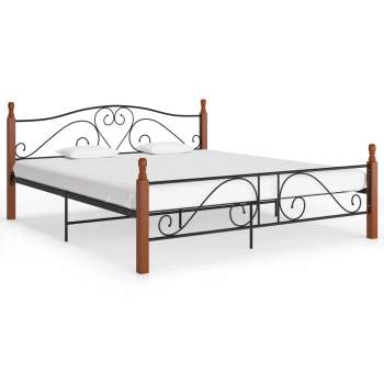 324945  Bed Frame Black Metal 200x200 cm