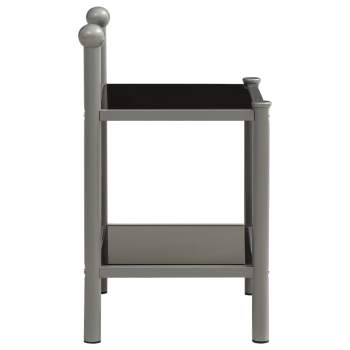  Nachttisch Grau und Schwarz 45x34,5x60,5 cm Metall und Glas