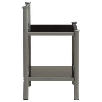  Nachttisch Grau und Schwarz 45x34,5x60,5 cm Metall und Glas