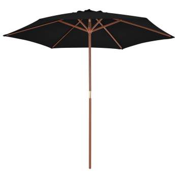  Sonnenschirm mit Holzmast Schwarz 270 cm