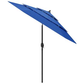 Sonnenschirm mit Aluminium-Mast 3-lagig Azurblau 2,5 m