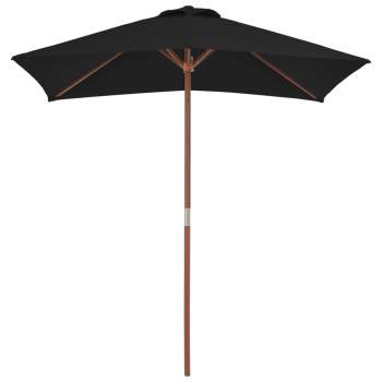  Sonnenschirm mit Holzmast Schwarz 150x200 cm
