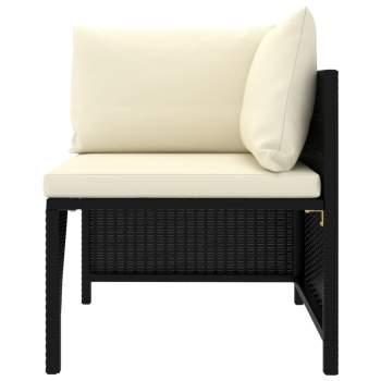  2-Sitzer-Gartensofa mit Kissen Schwarz Poly Rattan