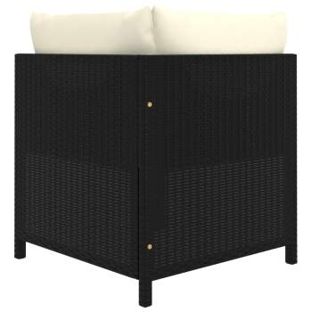  2-Sitzer-Gartensofa mit Kissen Schwarz Poly Rattan