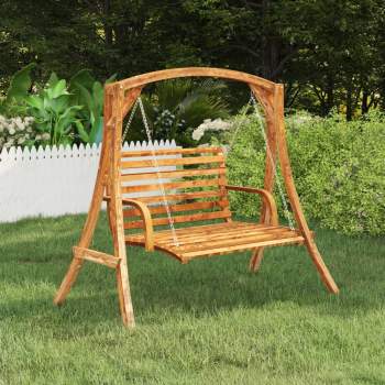  Schaukelbank Bugholz Massiv mit Teak-Finish 126x63x92 cm