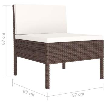  6-tlg. Garten-Lounge-Set mit Auflagen Poly Rattan Braun