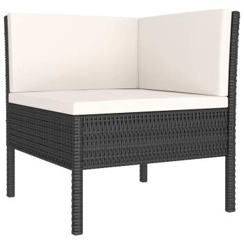 Preview:  9-tlg. Garten-Lounge-Set mit Auflagen Poly Rattan Schwarz