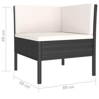  9-tlg. Garten-Lounge-Set mit Auflagen Poly Rattan Schwarz