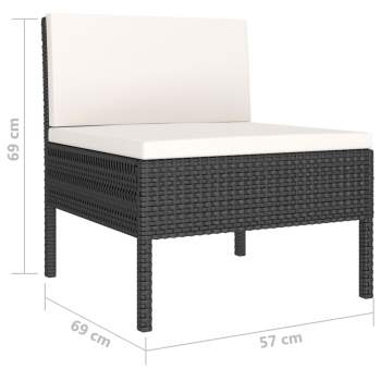  9-tlg. Garten-Lounge-Set mit Auflagen Poly Rattan Schwarz