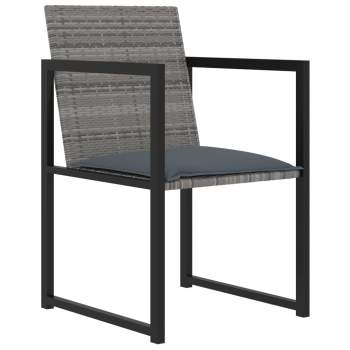 Preview:  7-tlg. Garten-Essgruppe mit Kissen Poly Rattan Grau