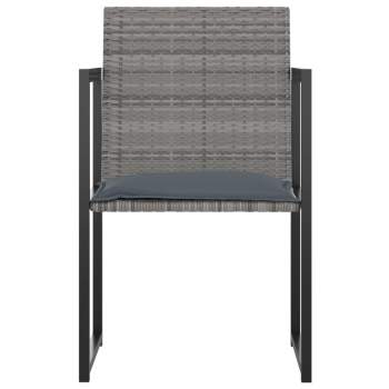 Preview:  7-tlg. Garten-Essgruppe mit Kissen Poly Rattan Grau