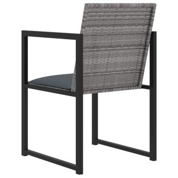  7-tlg. Garten-Essgruppe mit Kissen Poly Rattan Grau