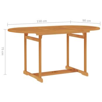  Gartentisch 150x90x75 cm Teak Massivholz