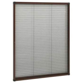  Insektenschutz-Plissee für Fenster Aluminium Braun 80x100 cm
