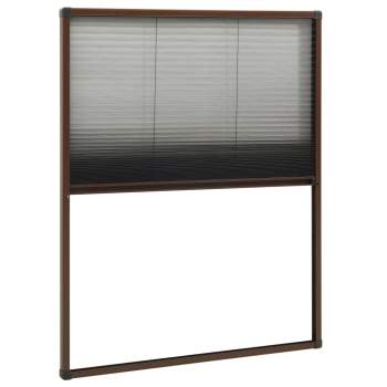  Insektenschutz-Plissee für Fenster Aluminium Braun 80x100 cm