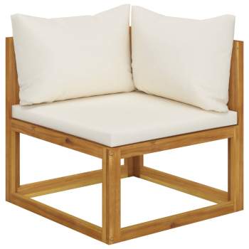  3-Sitzer-Gartensofa mit Auflage Creme Akazie Massivholz