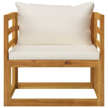  5-tlg. Garten-Lounge-Set mit Auflagen Creme Massivholz Akazie