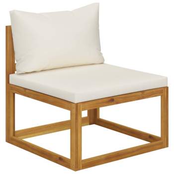  6-tlg. Garten-Lounge-Set mit Auflagen Creme Massivholz Akazie