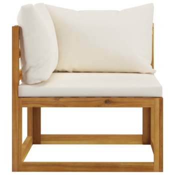  9-tlg. Garten-Lounge-Set mit Auflagen Creme Massivholz Akazie