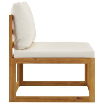  6-tlg. Garten-Lounge-Set mit Auflagen Creme Massivholz Akazie