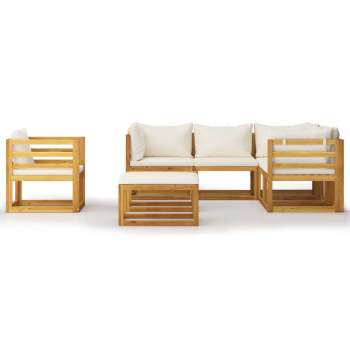 Preview:  8-tlg. Garten-Lounge-Set mit Auflagen Creme Massivholz Akazie