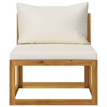  4-tlg. Garten-Lounge-Set mit Auflagen Creme Massivholz Akazie