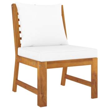  9-tlg. Garten-Lounge-Set mit Auflagen Creme Massivholz Akazie