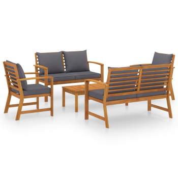  5-tlg. Garten-Lounge-Set mit Auflagen Massivholz Akazie