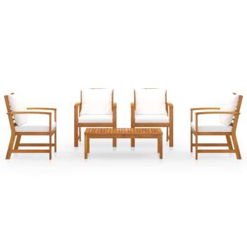 Preview:  5-tlg. Garten-Lounge-Set mit Auflagen Massivholz Akazie