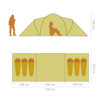  Campingzelt 6 Personen Grau und Orange 