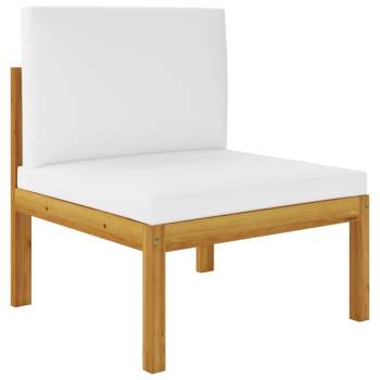  6-tlg. Garten-Lounge-Set mit Kissen Creme Massivholz Akazie