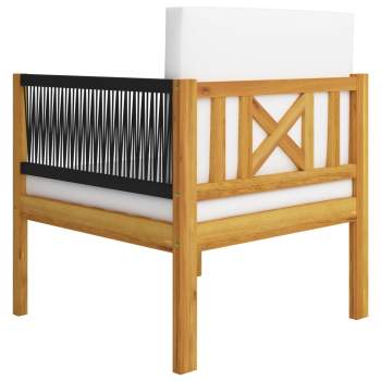  7-tlg. Garten-Lounge-Set mit Kissen Cremeweiß Massivholz Akazie