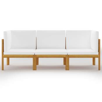  3-Sitzer-Gartensofa mit Kissen Massivholz Akazie