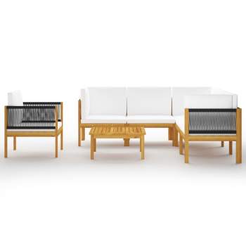 Preview:  7-tlg. Garten-Lounge-Set mit Kissen Cremeweiß Massivholz Akazie