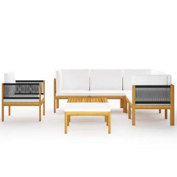 Preview:  8-tlg. Garten-Lounge-Set mit Kissen Cremeweiß Massivholz Akazie