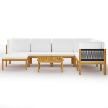 Preview:  8-tlg. Garten-Lounge-Set mit Kissen Cremeweiß Massivholz Akazie