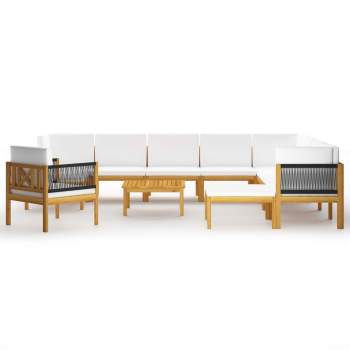 Preview:  12-tlg. Garten-Lounge-Set mit Kissen Cremeweiß Massivholz Akazie