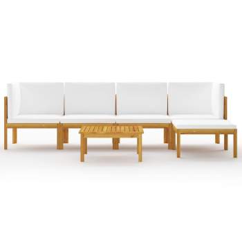 Preview:  6-tlg. Garten-Lounge-Set mit Kissen Cremeweiß Massivholz Akazie