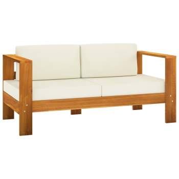  8-tlg. Garten-Lounge-Set mit Creme Auflagen Massivholz Akazie