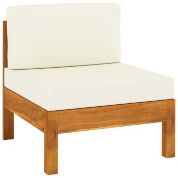  10-tlg. Garten-Lounge-Set mit Creme Auflagen Massivholz Akazie