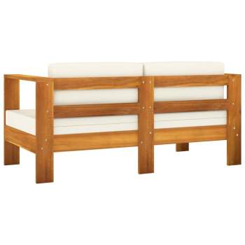  10-tlg. Garten-Lounge-Set mit Creme Auflagen Massivholz Akazie