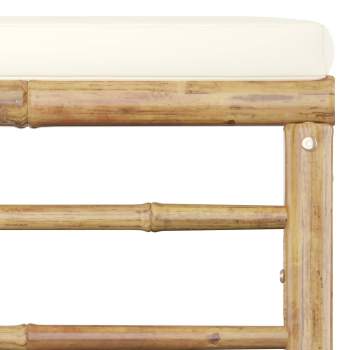  4-tlg. Garten-Lounge-Set mit Cremeweißen Kissen Bambus
