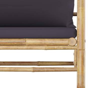  7-tlg. Garten-Lounge-Set mit Dunkelgrauen Kissen Bambus
