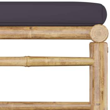  6-tlg. Garten-Lounge-Set mit Dunkelgrauen Kissen Bambus