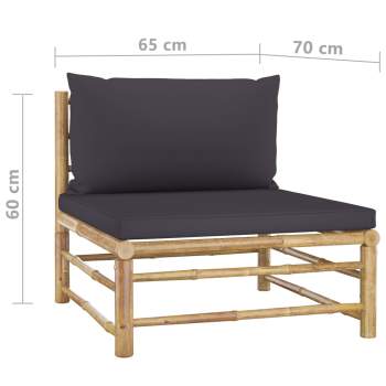  6-tlg. Garten-Lounge-Set mit Dunkelgrauen Kissen Bambus