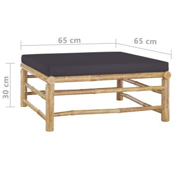  3-tlg. Garten-Lounge-Set mit Dunkelgrauen Kissen Bambus
