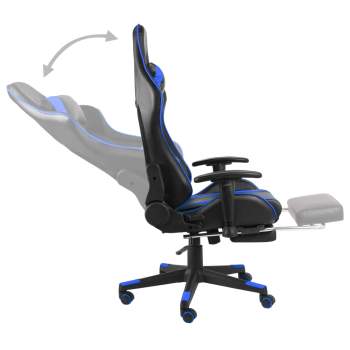  Gaming-Stuhl mit Fußstütze Drehbar Blau PVC